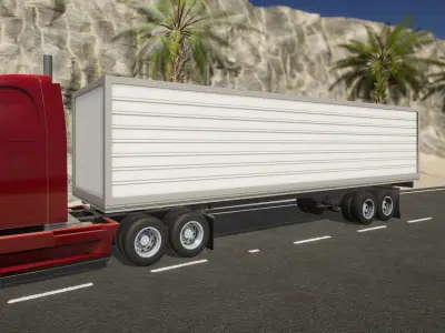 Semi Truck Trailer 01 - Box  Low-poly 3D model
