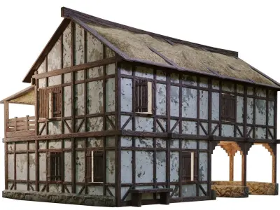 Medieval House 08 PBR 4K GameReady Low-poly 3D model