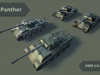 Panther Tank Pack Low-poly 3D model