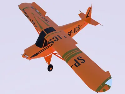 aircraft orange airplane flying in sky 3D model
