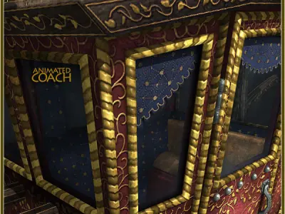 Animated Medieval Coach Low-poly 3D model