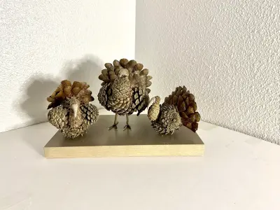 Handcrafted Pine Cone Sculpture High  Poly 3D Model OBJ FBX  Low-poly 3D model