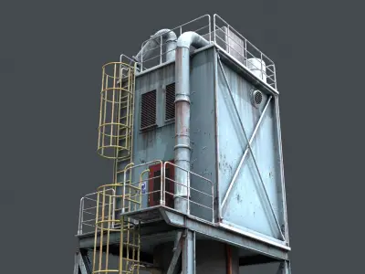 Industrial Hopper Structure Weathered Low-poly 3D model