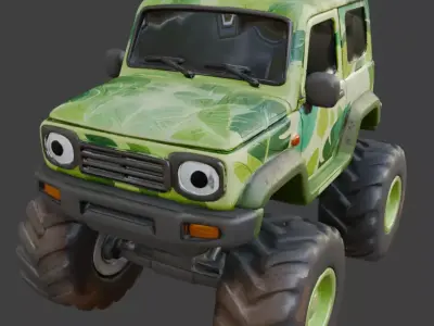 Stylized Jungle Mossy SUV Scout 3d Low-poly 3D model