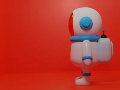 Astronaut cartoon character with headphones and backpack 3D model