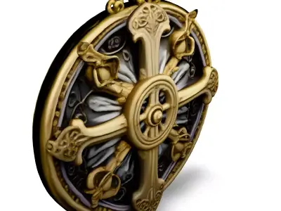 Ornate Gold and Silver Medallion Low-poly 3D model