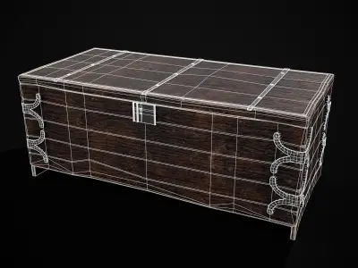 Old Wooden Strong Box Low-poly 3D model