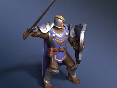 Footman warrior - Rigged Animated Low-poly 3D model