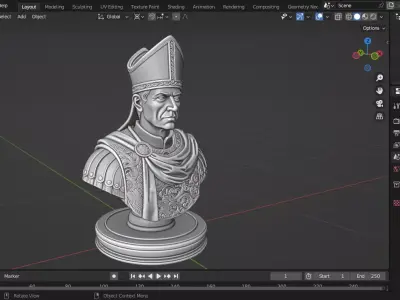 Medieval Roman Bishop Chess Piece 3D print model