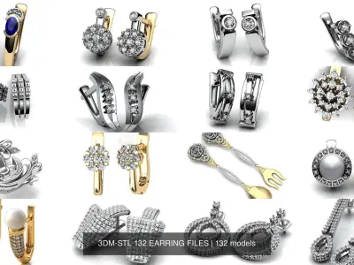 3DM-STL 132 EARRING FILES 3D Model Pack