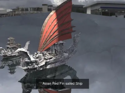 Asian Themed Historical Fantasy Ships 3D Model Pack purchase