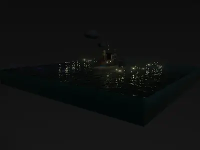 Tugboat Fireflies scene Low-poly 3D model