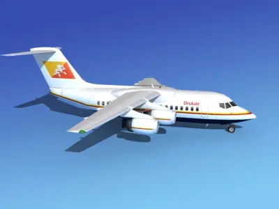 BAe 146-100 Royal Bhutan Drukair 3D model
