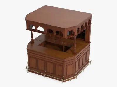 Victorian Style Bar Unit with Overhead Shelves Dark Wood Brown 