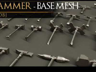 54 Models Of Hammer-Hammer- Cold Weapons-Game Ready Model-Vol 02 Low-poly 3D model