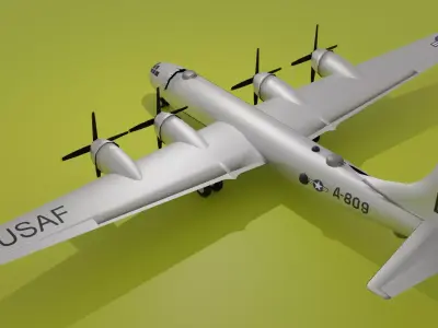 B 29 Superfortress Silver livery Low Poly Low-poly 3D model
