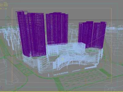 Architecture high rise building with glass roof 3D model