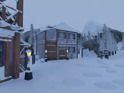 Winter Night Village 3D model