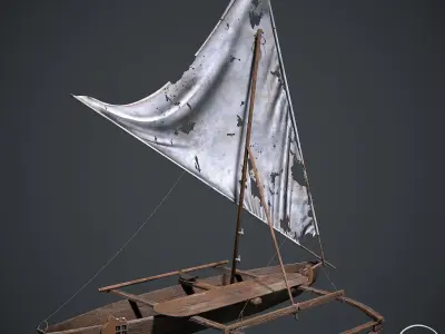 Old Ship Low-poly 3D model