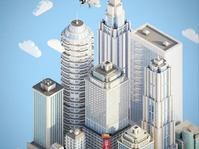 Isometric town 3D model