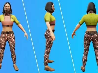 3D Female Terrorist Pack Game Ready AR VR Lowpoly Low-poly 3D model