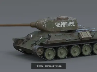 Two T-34-85 - Clean and Damaged 3D Model Pack