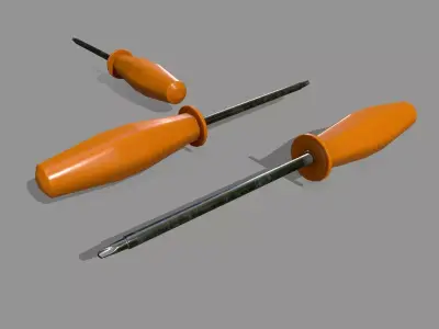 screwdriver orange Low-poly 3D model