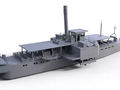 RADDAMPFER MIT BLATTSTEUERUNG PADDLE STEAMER 3D print model