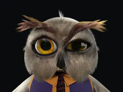 Cartoon Owl Rigged 3D model