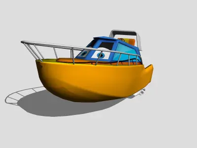 Speedboat cartoon boat Low-poly 3D model