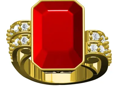 Antique Emerald Stone Cocktail Engagement Ring 3D print model