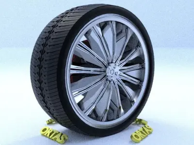 ORTAS CAR RIM 40 GAME READY RIM TIRE AND DISC 3D model