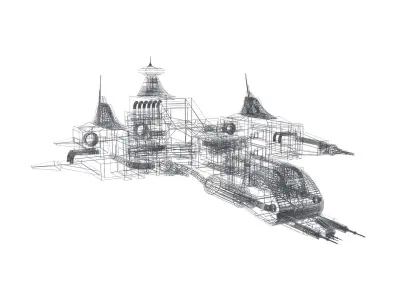 Low-poly space ship Free low-poly 3D model