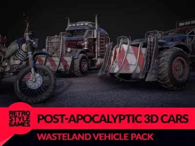Post Apocalyptic 3D Cars Pack Low-poly 3D model