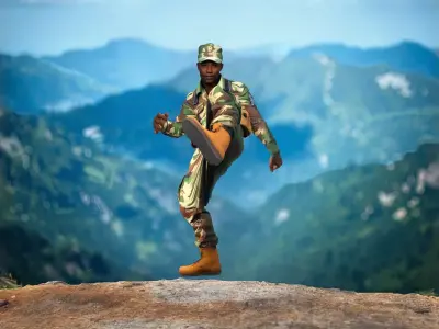 Ethiopian Soldier Camouflage Uniform Low-poly 3D model