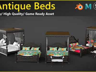 Bed Collection- Game Ready Low-poly 3D model