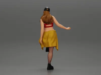 sexy girl in pantyhose mesh cap and shirt tied around her hips  3D print model
