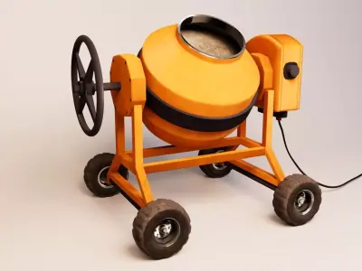 Portable Cement Mixer Low-poly 3D model