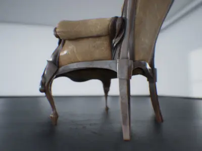Dirty Old Antique Chair Low-poly 3D model