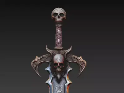Skullbane Dreadfang - Cursed Necrotic Blade Low-poly 3D model
