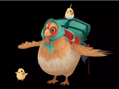 Hen mount Low-poly 3D model