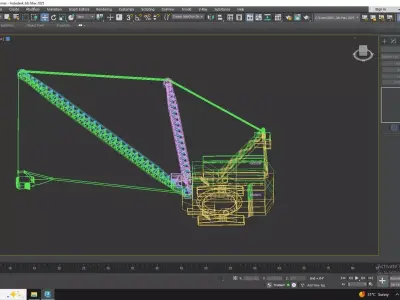 Excavator Dragline Crane 9020 Simplified Low-poly 3D model