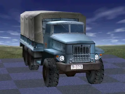 Classic Russian Military Truck Low-poly 3D model