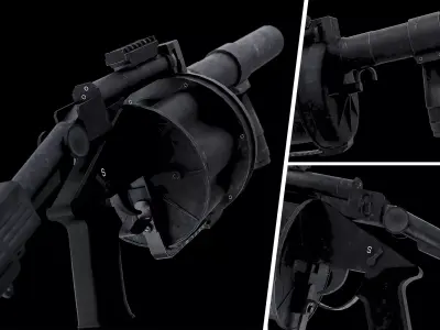 Pack of 4 Heavy Weapons - Rigged Game Ready-with PBR Textures Low-poly 3D model