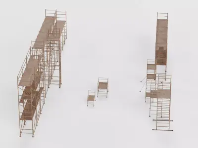 -Old Rusty Scaffolding Set- 3D model