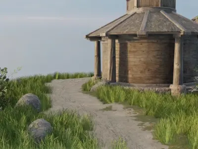 Mountain Village Landscape 3D model get