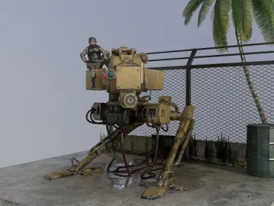 Mech Station Low-poly 3D model