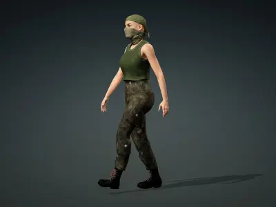 High Quality Realistic Female Military Cargo Low-poly 3D model