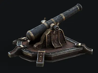 Old Cannon Low-poly 3D model order