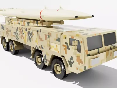 Zolfaghar Missile Iranian SRBM Heat map Low-poly 3D model